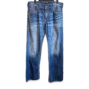 Silver Jeans Zac Relaxed Fit Straight Thick Stitch Stone Wash Size 34 X 34